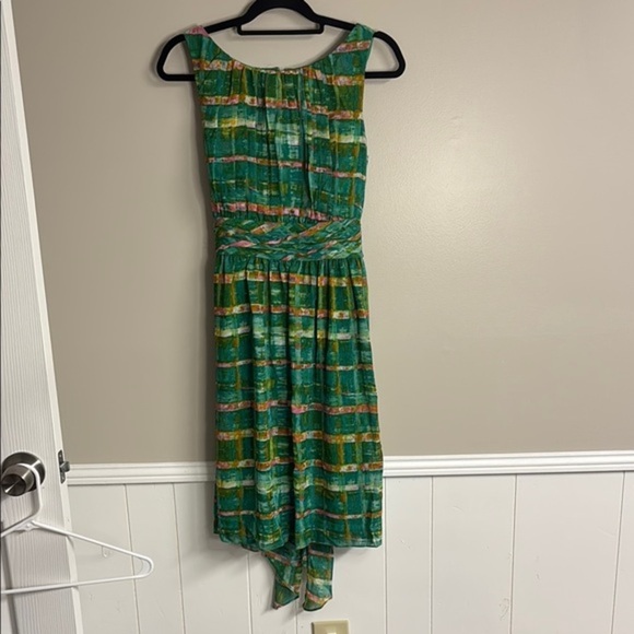 J Howard Vibrant Green and Yellow Asymmetrical Sundress for Cocktail Events - Picture 1 of 3